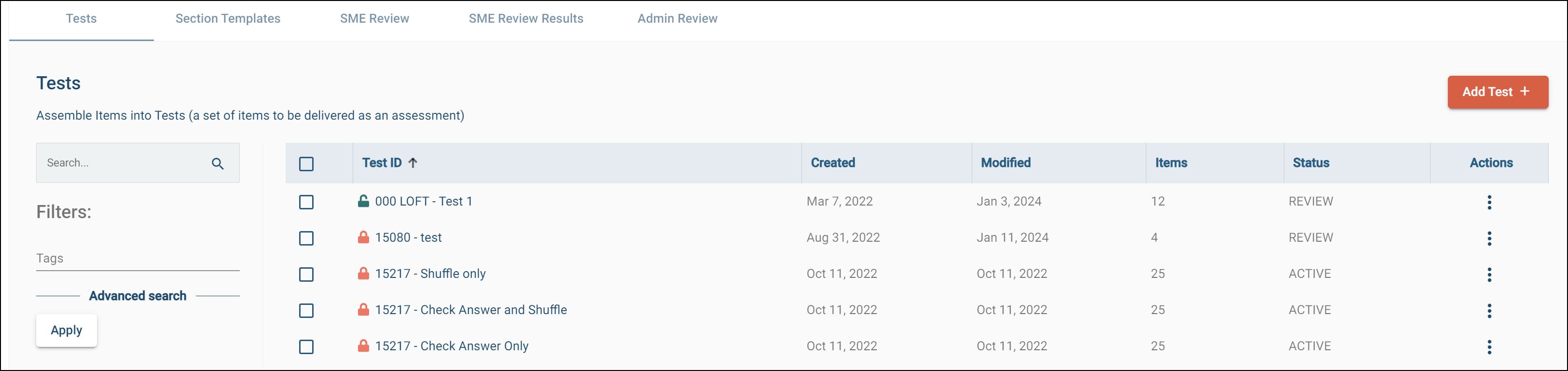 Tests Screen showing Review.JPG